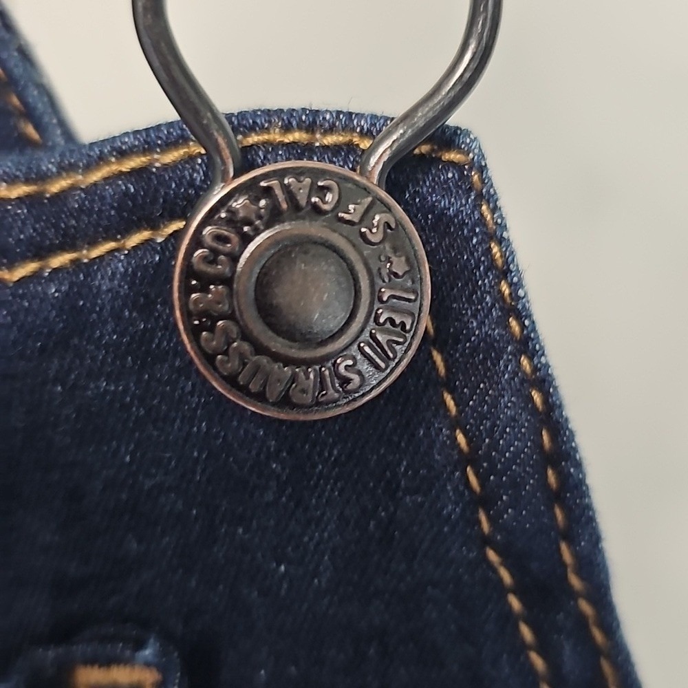 Levi's Baby Denim Shortalls 24M Logo Strap Overalls Dark Wash Cotton‎ 2T - Picture 14 of 15
